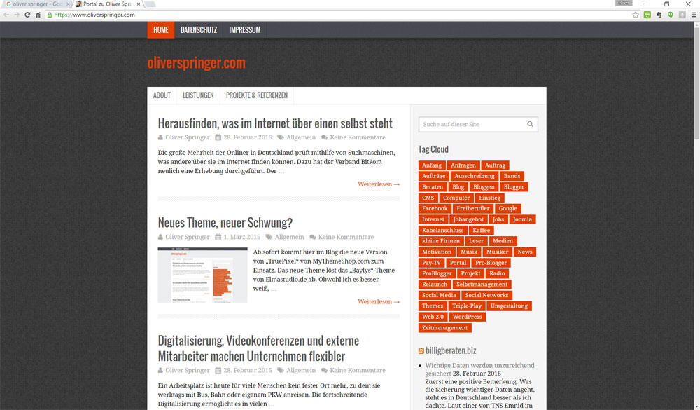 Das alte Theme: True Pixel